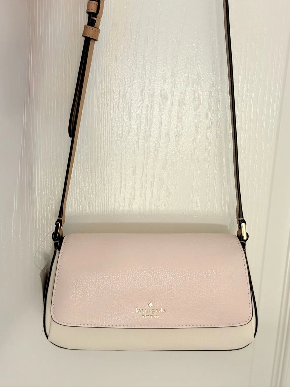Kate Spade Pink & Cream Leather Crossbody with Adjustable Strap